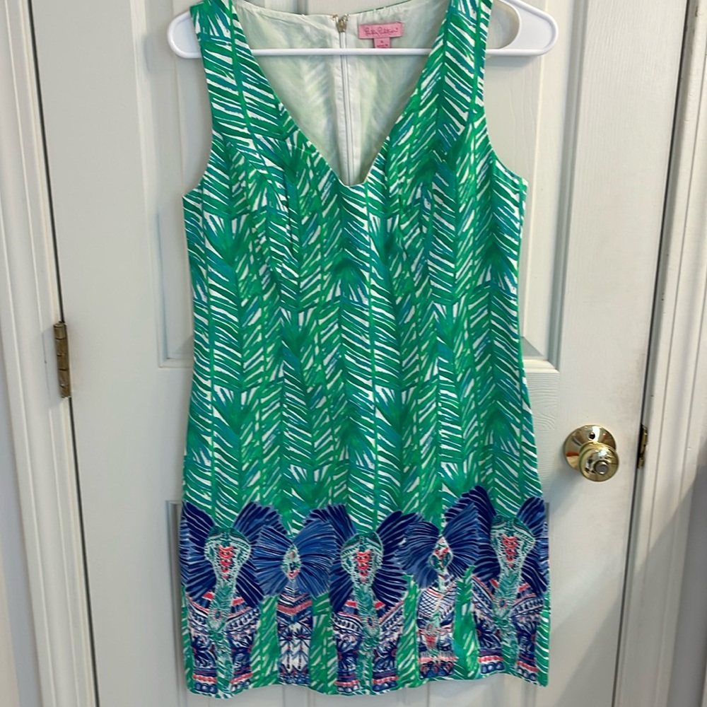 Lilly Pulitzer Green Blue Print Sleeveless Midi Dress